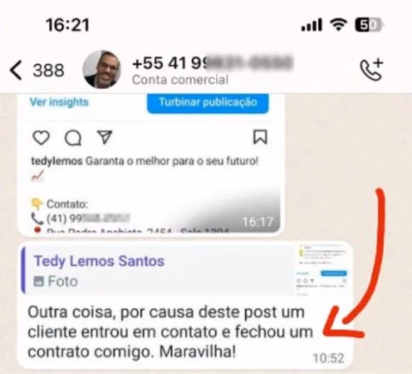 Um post, um contrato fechado